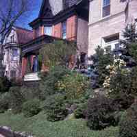 Color slide of the exterior and landscaped front yard of 907 Castle Point Terrace, Hoboken, May, 1972.