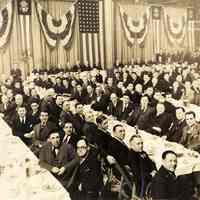 Sepia-tone group photo of Hoboken P.B.A. testimonial dinner for retirees, 1939.
