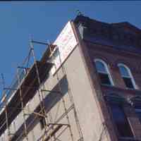 Color slide of building under renovation on or near Newark and Garden Sts., Hoboken, ca. 1984.