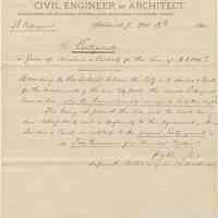 Holographic certificate letter by Francis G. Himpler, Civil Engineer & Architect, Hoboken, Oct. 19, 1880.