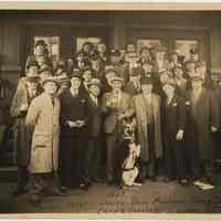 Sepia-tone photo of Bull Montana, Frankie Nelson, Stack brothers, posed with men at Empire Theatre, Hoboken, July 15, 1927.