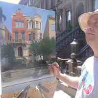          Digital photos, 29, of artist Frank Hanavan working on a painting of 921 Hudson Street, Hoboken, August 25, 2005. picture number 13
   