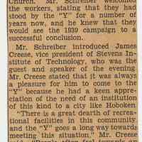 News clippings, 8, re Hoboken Y.M.C.A. fund drive, 1939.