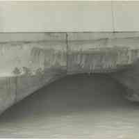 B+W photo of exterior hull damage to an unidentified vessel at the Bethlehem Steel Shipyard, no date, ca. 1940.