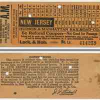 Intrastate refund 5 cent refund coupon, H.& M. R.R. for travel in New Jersey; issued Lackawanna & Hoboken station, ca. 1944-1951.