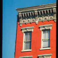          Color slide of detail view of cornice, brackets, frieze and window heads at an unidentified location. picture number 1
   