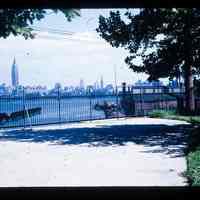 Color slide of Hoboken waterfront and Manhattan, from Elysian Park.