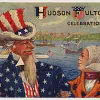          6: Uncle Sam & Dutch woman with naval parade on river
   