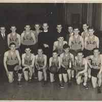 B+W photo of Our Lady of Grace Parochial School basketball team, Hoboken, no date, circa 1945-1950.