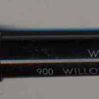 Oral thermometer in black plastic advertising case, Willow Pharmacy, 900 Willow Ave., Hoboken.