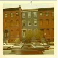 Image: color photo of the houses that were probably on the east side of Hudson St.,somewhere between First and Fourth Sts, Hoboken, no dat
