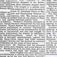 Newsclipping photocopy: 2500 Quit in Hoboken in Shipyard Dispute, Feb. 18, 1944.