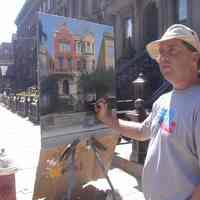          Digital photos, 29, of artist Frank Hanavan working on a painting of 921 Hudson Street, Hoboken, August 25, 2005. picture number 14
   