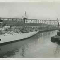B+W photo of the reconstruction and extension of Pier 15 at the Bethlehem Steel Shipyard, Hoboken Division, July 19,1957.