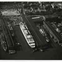 B+W aerial photo of the Holland America Lines Hoboken Piers, October 14, 1948.