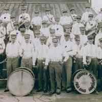 Color copy photo of a B+W image of the Hoboken Playgrounds Field Band, Memorial Day, May 30, 1933.