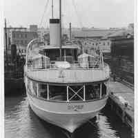 B+W photo of the stern of the S.S. Alder of New York, Hoboken, no date, ca. 1940.