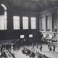 Reference image of printed photo image of Erie-Lackawanna Terminal waiting room from pg [31] of archives catalog 2002.026.0002, Hoboken, ca. 1975.
