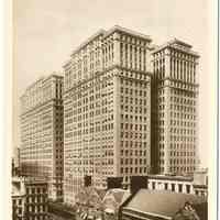 Digital image of Hudson & Manhattan R.R. postcard titled: Hudson Terminal Building, New York. 1908.