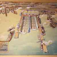          Watercolor rendering of Plant Extension including Piers and Dry-Docks, Tietjen & Lang Dry-Dock Co., Hoboken, N.J. Date is probably 1942. picture number 2
   