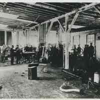 B+W copy photo of the interior of a shop at the W. & A Fletcher shipyard, Hoboken, no date, ca. 1883.