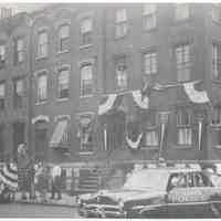 Postcard: 601 Bloomfield St. Hoboken, N.J. Preparation for Dedication of Plaque on Stephen Foster