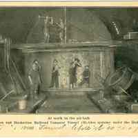          Digital image of Hudson & Manhattan R.R. postcard titled: At work in the air-lock. 1908. picture number 1
   