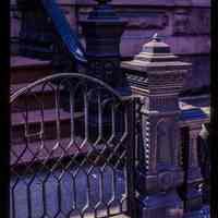          Color slide of detail view of stoop railings, balustrades, newels and gate at 1224 Garden between 12th & 13th picture number 1
   