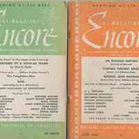 Two issues of the magazine, Encore. May 1942; June 1942. Published by the Encore Press. Editorial and general offices at 77 River St., Hoboken.