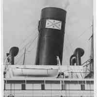 B+W photo of the funnel of an unknown vessel, Hoboken, no date, ca. 1940.