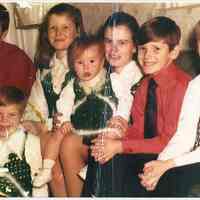 Color copy photo of Cunning children (l-r): Edward, (below him) Janemarie, Helen, Joaneileen, Bernadette, John, & Danny, Hoboken, n.d., ca. 1970s.