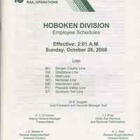 Timetables: NJ Transit Rail Operations; Hoboken Division, Employee Schedules. Eff: Sunday, Oct. 26, 2008.
