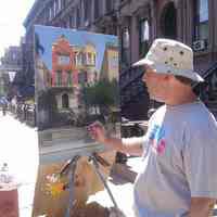          Digital photos, 29, of artist Frank Hanavan working on a painting of 921 Hudson Street, Hoboken, August 25, 2005. picture number 16
   