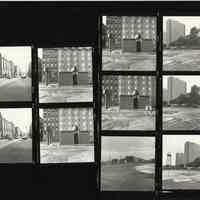 B+W negative contact sheet of images of Hoboken taken by John Conn. no date, [1976].