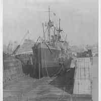 B+W photo of the freighter S.S. American Prince in drydock, Hoboken, no date, ca. 1940.