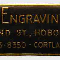 Label: Modern Engraving Corp. 1422 Grand St. Hoboken, N.J. No date, circa 1930s.