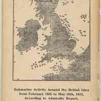          back cover: map of submarine activity near British Isles, Feb  - May 1915
   