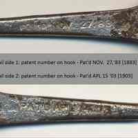          detail of both sides of hook with different patent numbers
   