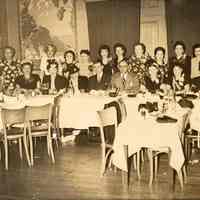 Digital image of sepia-tone photo of luncheon of the Ladies Auxillary, Fred DeSapio Democratic Association, Hoboken, no date, ca. 1947-1950.