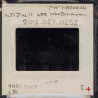          Color slide of detail view of cornice, frieze, window heads, brick pilasters and oculi window at 1123 Washington between 11th and 12th picture number 2
   