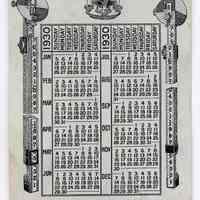 Pocket calendar for 1930 issued by the Keuffel & Esser Co., General Offices and Factory, Hoboken, N.J., 1929-1930.