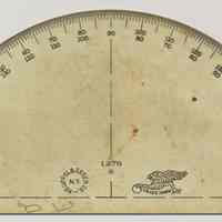 Xylonite Semicircular Protractor no. 1276-6, made by Keuffel & Esser Company, N.Y., n.d., ca.1936-1945.
