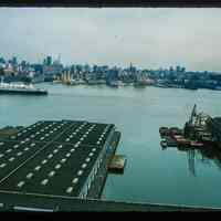 Color slide of aerial view from River & 3rd looking E