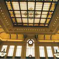          Digital image of color photo of of the waiting room skylight and west windows of the Hoboken Terminal, Hoboken, Nov., 1999. picture number 1
   