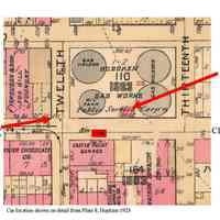          detail Hopkins 1923 plt 8 showing car location; Hoboken Gas Works
   