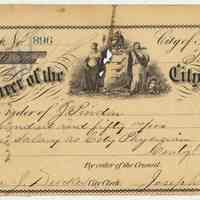 Warrant to J. Pindar from City of Hoboken for 1 year