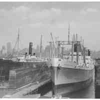 B+W photo of the S.S. President Hayes at berth, Hoboken, no date, ca. 1941.