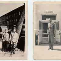 Digital image of two B+W photos: Ken Schultz ca. 4-5 years old with another boy; a man, probably Hoboken, no date, ca. 1945.