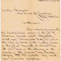 Letter, invitation: Richard R. Green, Hudson Cty. Sunday School Assn, to Hoboken City Council, May 28, 1878, to review parade of Sunday Schools,Hudson Park, May 30th.