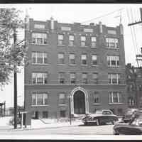 B&W photo of apartment building at 70 Summit Avenue, Jersey City.